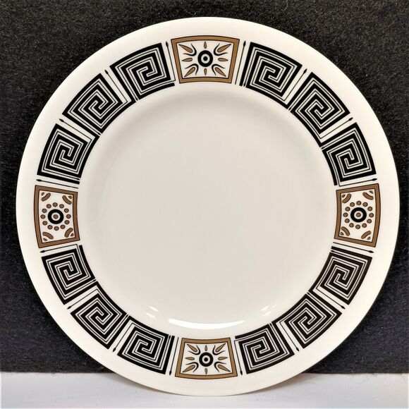 Set/8 Wedgwood Bread Plates 6-1/8" Asia Black Bone China Greek Key 1962-1978 MCM - Picture 2 of 5